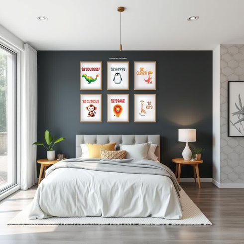 Posterizer 6 pcs-Positive Sayings From Cute Animals-Kids Room Art-Motivational & Inspirational Art-Gift for Daughter, Son, Kids-Decor for nursery ...